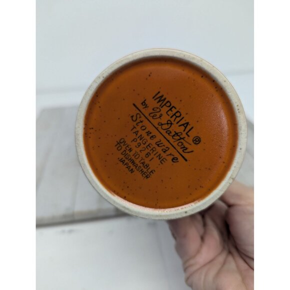 Imperial W. Dalton Stoneware Creamer Sugar w lid Set Speckled Tangerine Vintage - Picture 10 of 12